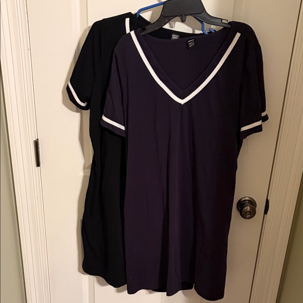 Lot of Women's Navy and Black V-Neck Tee Shirt Dresses